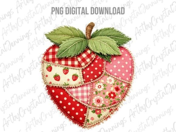 Download Quilted Patchwork Strawberry Fruit PNG - Png Collection