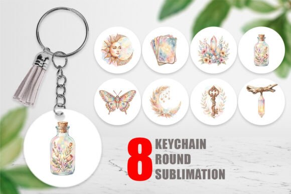 Download Watercolor Boho Celestial Keychain PNG - Png Collection