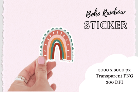 Download Boho Chic Rainbow Sticker Png - Png Collection