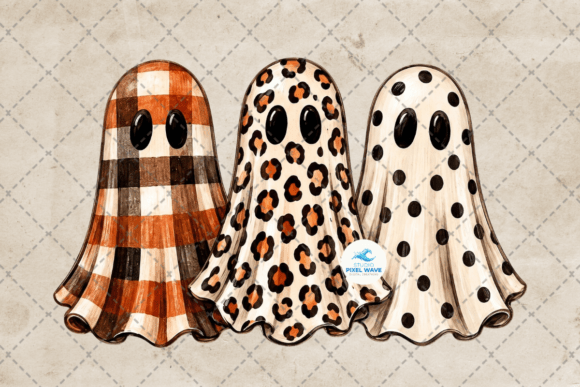 Download Preppy Ghost Trio Halloween Png - Png Collection