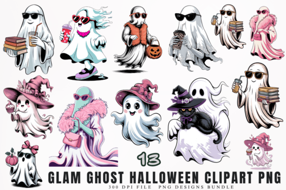 Download Glam Ghost Halloween Clipart PNG Designs - Png Collection