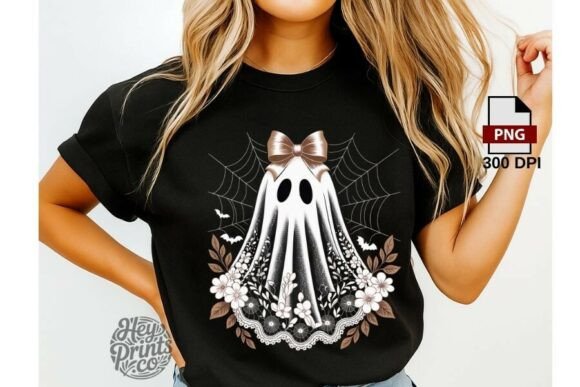 Download Boho Ghost PNG, Floral Halloween T-Shirt - Png Collection