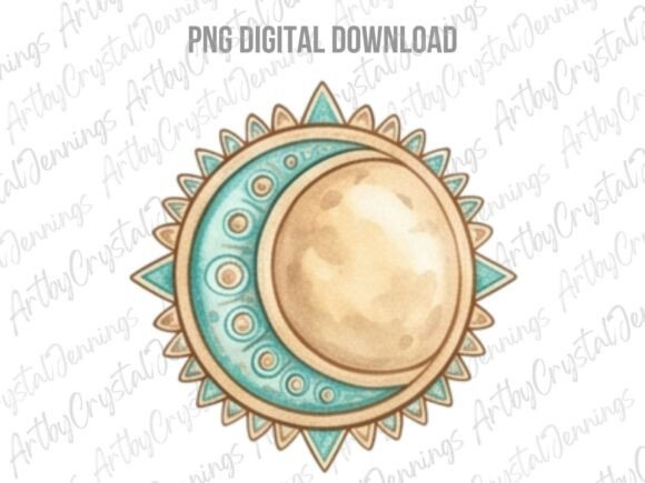 Download Watercolor Boho Celestial Sun Moon PNG - Png Collection