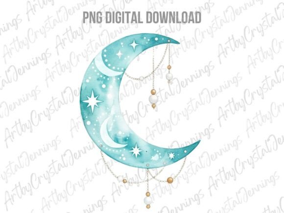 Download Celestial Watercolor Boho Moon PNG - Png Collection