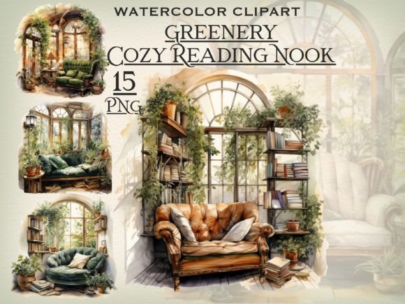 Download Greenery Cozy Reading Nook PNG Bundle - Png Collection