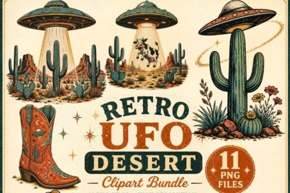 Download Retro UFO Desert Clipart PNG, 11 Western - Png Collection