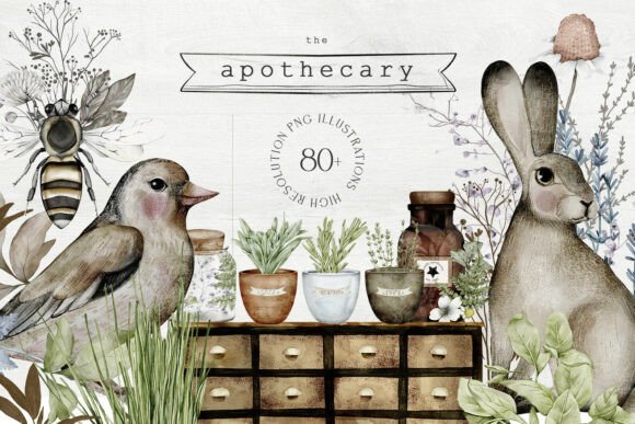 Download Apothecary Hand Drawn Watercolor PNG - Png Collection