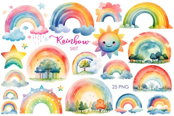 Download Watercolor Rainbow Set PNG Clipart - Png Collection