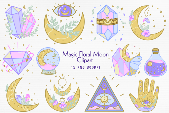 Download Magic Floral Moon Mystical PNG Bundle - Png Collection
