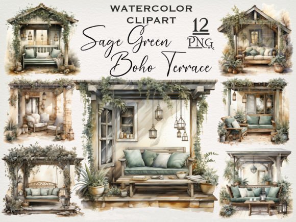 Download Sage Green Boho Terrace PNG Bundle - Png Collection