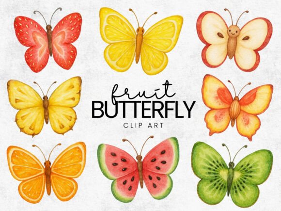 Download Fruit Inspired Butterflies Clipart PNG - Png Collection