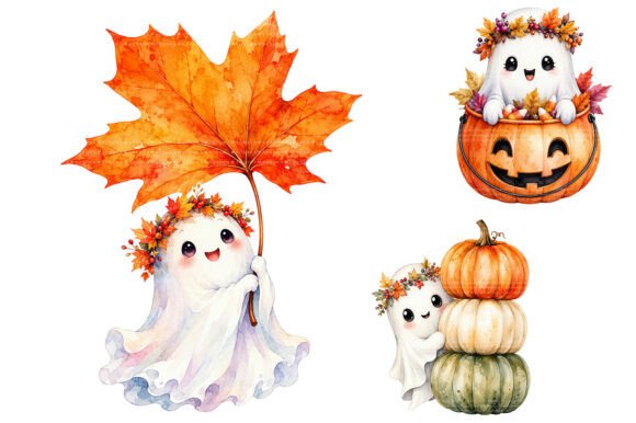 Download Watercolor Cozy Ghost PNG Bundle - Png Collection