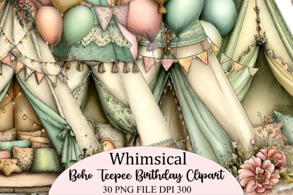 Download Boho Teepee Birthday Clipart PNG Bundle - Png Collection