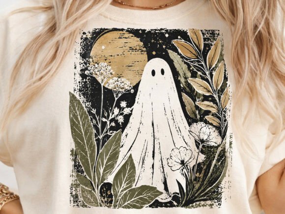 Download Vintage Ghost Floral PNG, Boho Ghost Png - Png Collection