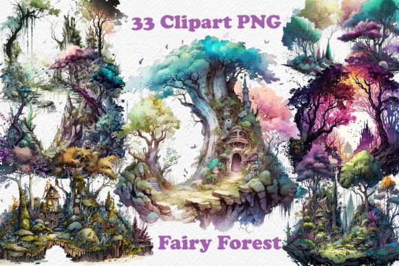 Download Watercolor Fairy Forest Clipart PNG - Png Collection