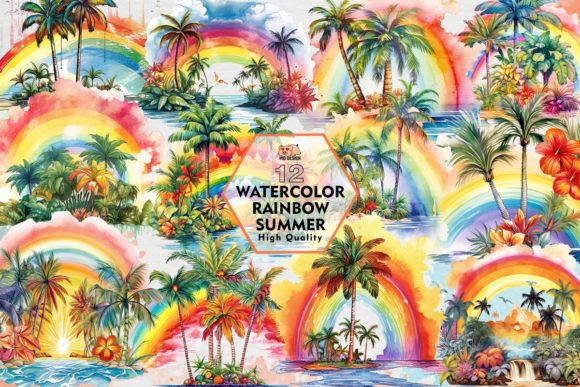 Download Watercolor Rainbow Summer Clipart PNG - Png Collection