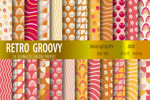 Download Groovy Digital Papers, Retro Patterns - Pattern Collection