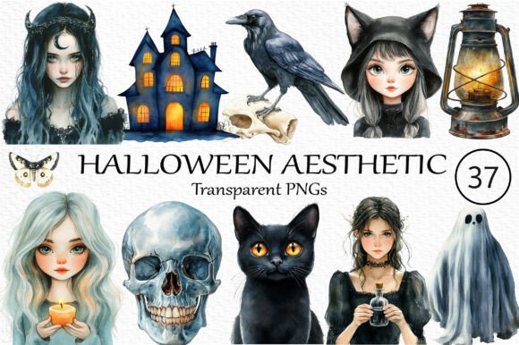 Download Watercolor Halloween Aesthetic PNG - Png Collection