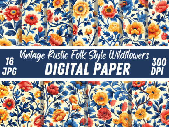 Download Rustic Folk Wildflowers Floral Pattern - Pattern Collection