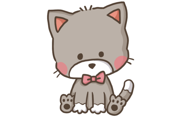 Download Cute Gray Kitten PNG Clipart with Pink - Png Collection