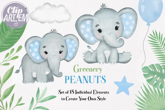 Download Boy Elephant Blue Greenery 15 PNG Clip - Png Collection