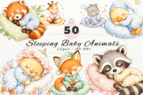 Download Cute Sleeping Baby Animals Clipart PNG - Png Collection
