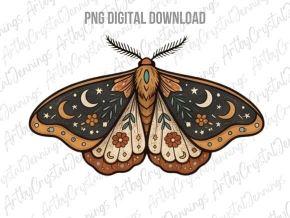 Download Mystic Boho Celestial Moth PNG - Png Collection