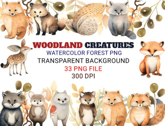 Download Woodland Creatures Watercolor Forest PNG - Png Collection