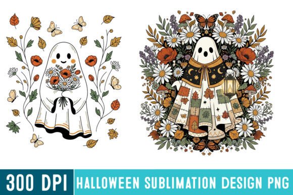 Download Halloween Boho Flowral Boho Ghost Png - Png Collection