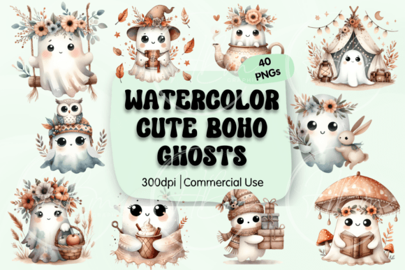 Download Watercolor Boho Ghost PNG Clipart - Png Collection