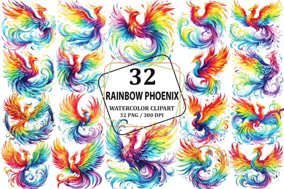 Download Watercolor Rainbow Phoenix Clipart PNG - Png Collection