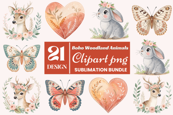 Download Boho Woodland Animals Clipart PNG Bundle - Png Collection